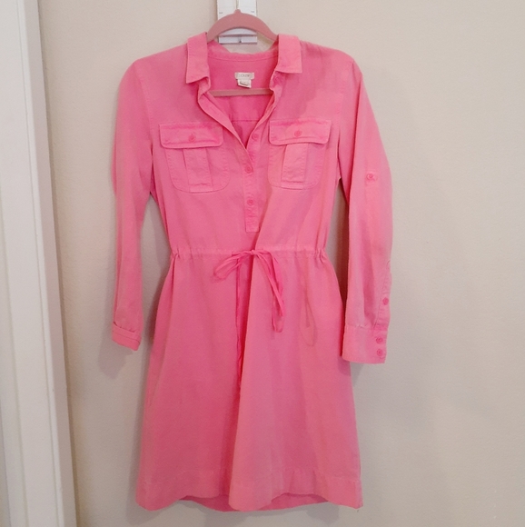 J. Crew highlighter pink drawstring dress - Picture 5 of 8